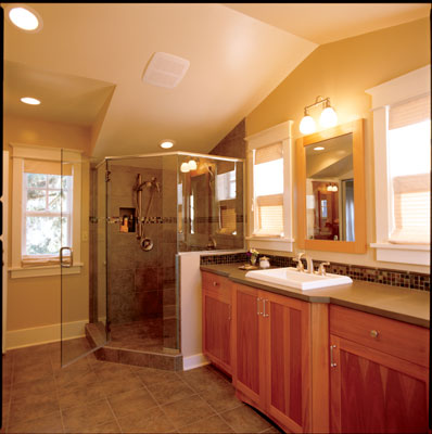 
When it came to big-ticket items such as the cabinetry and floor tiles, the Gregorys made sure to choose the most eco-friendly option available.
